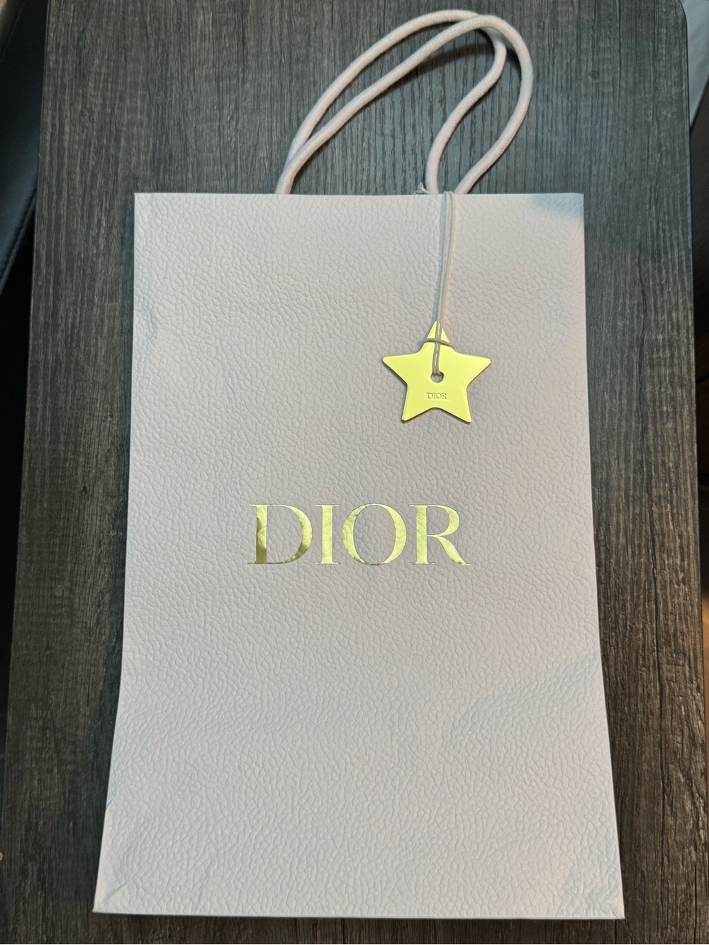 Dior Shopping Bag with Gold Logo and Star Tag